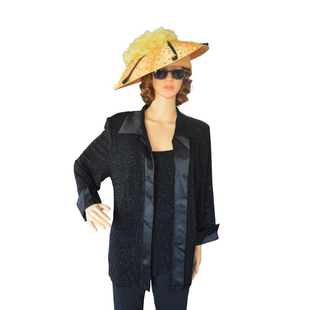 Vintage 90s R&M Collection Women's XL Black Sparkly Cardigan Blouse Combo Evenin